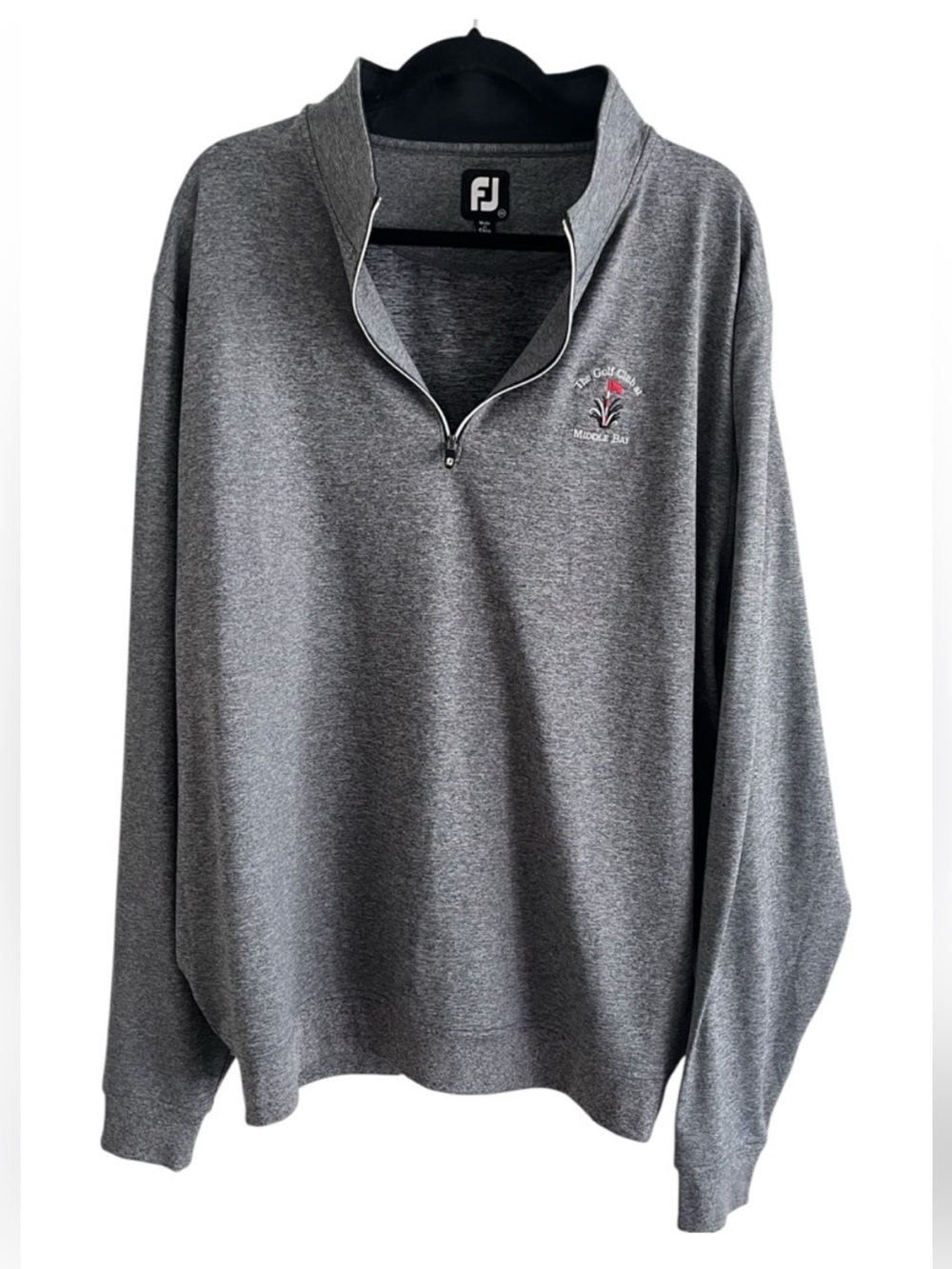 FOOTJOY Men’s 2XL Charcoal Gray Black Quarter Zip Pullover Middle Bay Golf Club